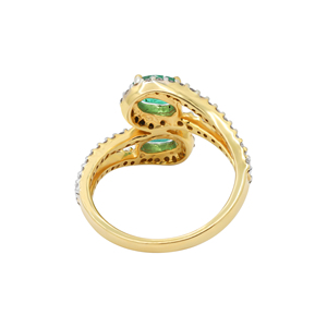 Natural Emerald and Diamond Bypass Ring Crossover Shank Diamond Promise Ring 18k Yellow Gold Jewelry Pretty <b>Wrap</b> Ring Jewelry - Product Image 5