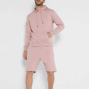 <b>Men's</b> Heavyweight Vintage Stone Acid Wash <b>Fleece</b> Hoodie Set Custom Logo Over Sized Shorts-for Autumn - Product Image 1