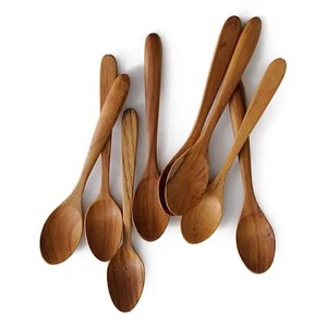 Cuillères en bois d'acacia faites à la main pour la cuisine et les fêtes, sans danger pour servir et cuisiner pour la salade et le dîner - Product Image 1
