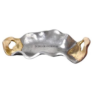 ถาดเสิร์ฟผลไม้ & ขนมหวานโลหะขัดเงาสีเงินดีไซน์เฉพาะลายดอกไม้ - Product Image 4