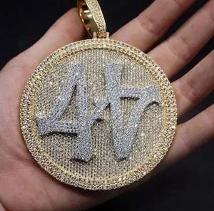 Pendentif à breloque avec numéro de disque personnalisable en diamant 4Ct avec placage en or jaune 14 carats pour les occasions de fête - Product Image 5