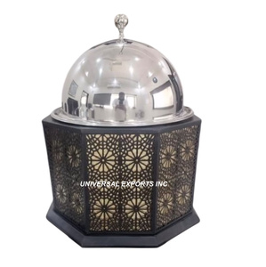 Calentador de alimentos de metal, cazuela de diseñador hecha a mano decorativa para boda, forma redonda, olla caliente de metal de lujo - Product Image 6