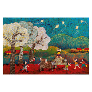 Pintura lacada hecha a mano oriental para decoración del hogar precio al por mayor barato laca artes pintadas a mano - Product Image 3