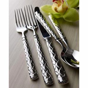 Argenterie Coutellerie Discount Set d'ustensiles de luxe décoratifs argentés noirs brillants avec poignée torsadée épaisse Set d'ustensiles - Product Image 5