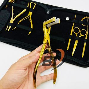 Kit d'outils d'extension de cheveux de marque personnalisée de haute qualité en acier inoxydable plaqué or pince à ruban en acier durable tampon en silicone - Product Image 2