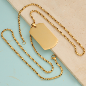 Collana con Targhetta in Acciaio Inossidabile Lucidato a Specchio Stile Hip Hop, Pendente Personalizzato con Logo o Nome Inciso - Product Image 5