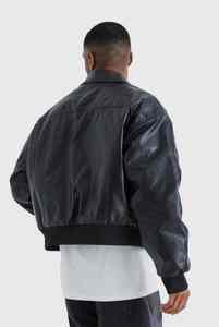 Nouvelle veste en cuir de vachette originale pour hommes, veste en cuir noire élégante et simple avec fermeture éclair personnalisée - Product Image 3