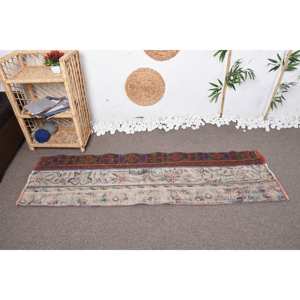 Tapis Vintage en Laine Beige Rouge Patchwork 9x12 Grande Surface Rectangle 10mm Épaisseur Motif Abstrait pour Entrée Couloir 1.8X6 ft - Product Image 1