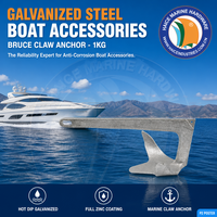 ANCRE BRUCE GALVANISÉE À CHAUD 1kg Ancres à griffes marines Ancrage Navire Kayak Dinghy Yacht Bateau Matériel Accessoires
