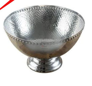 Tazón de chocolate de Metal para servir frutas de acero inoxidable con acabado plateado con soporte - Product Image 5