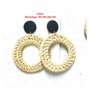 PENDIENTES DE RATTAN VENTA CALIENTE ARTESANÍA-ACCESORIOS DE ESTILO BOHO DE RATTAN VENTA BARATA MUESTRA GRATIS - Product Image 5