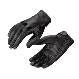 Guante de motocicleta para motorista, cierre de correa de muñeca con dedos completos, hecho de cuero de vaca genuino, forro polar interior - Product Image 1