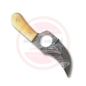 Cuchillo de caza de acero de Damasco hecho a mano de tamaño personalizado, cuchillos desolladores con mango cómodo y Funda de cuero - Product Image 3