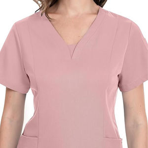 Mezcla de algodón lavable Mujeres Doctor Scrub Sets Transpirable Cómodo Jersey Tela Uso en el hospital Venta al por mayor Manga corta Seguro - Product Image 4