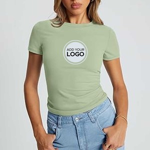 T-Shirts à manches courtes col en V t-shirts hauts pour femmes mode à la mode léger doux décontracté été t-shirt ajustement - Product Image 6