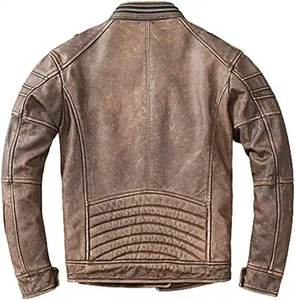 Chaquetas de piel de oveja genuina vintage de alta calidad para hombre, chaqueta de cuero genuino negra para motociclistas, chaqueta para hombre - Product Image 3