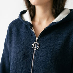 <b>Zippered</b> Solid Autumn <b>Hoodie</b> with Embossed Neoprene Material - Product Image 3