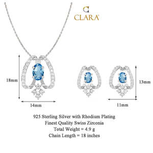 Ensemble de boucles d'oreilles et chaîne avec pendentif Stella en argent sterling 925, bijoux fins pour femmes - Product Image 4