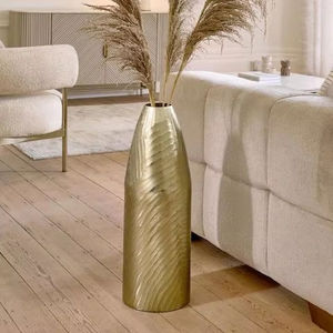 Maceta de urnas doradas para centros de mesa y boda, jarrones de trompeta de aluminio dorado y plateado para sala de estar, decoración de Metal para el hogar - Product Image 1