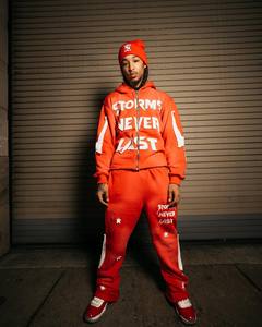 Men Jogger Set Custom Logo Acid Wash <b>Applique</b> Distressed Embroidery Flared Sweatpants and Hoodie Set Tracksuits Two Piece Set - Product Image 1