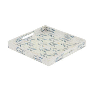 Plateau de service de table ronde design fantaisie plateau de table basse incrusté de nacre bleue de qualité exclusive avec poignée découpée - Product Image 6