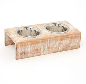 Support de bol d'alimentation surélevé pour chien de compagnie chat en bois fabriqué à la main 2 stations d'alimentation en métal avec plusieurs finitions et tailles - Product Image 5