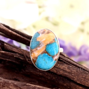 Handmade <b>Silver</b> Fine Jewelry <b>Ring</b> Dainty Copper Turquoise Gemstone Oval Cut Diamond Bezel Setting Perfect Wedding Gift for Her - Product Image 4