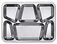 KING-Assiettes à dîner rectangulaires en acier inoxydable écologiques pour restaurant, 5 compartiments, boîte à lunch avec couvercles en métal PP