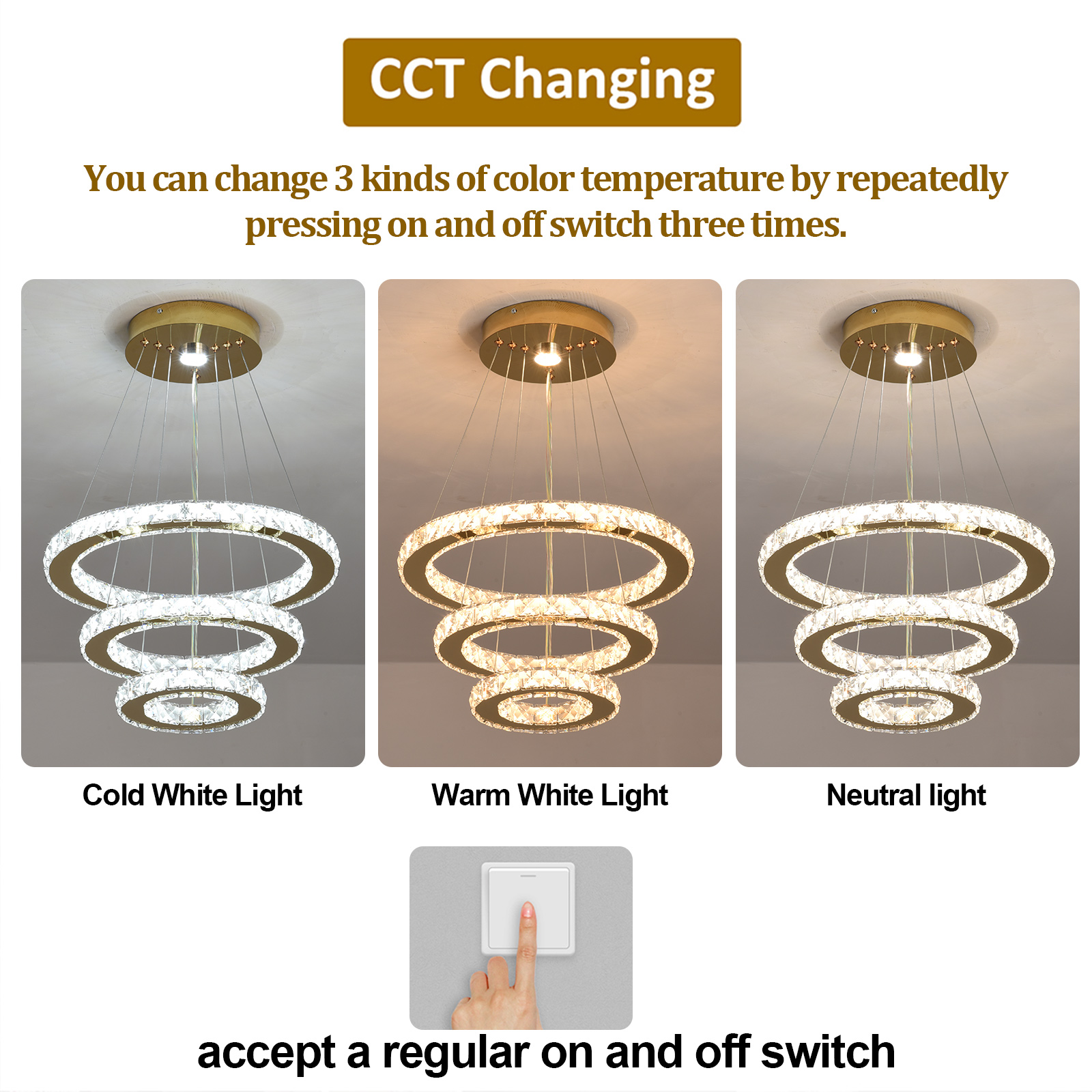 Lampe à 3 lumières dorées changeantes (sans télécommande)