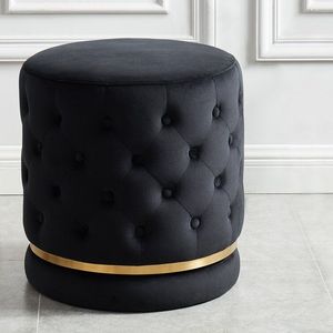 Pouf en métal plaqué or au design tendance, avec pieds dorés, pour la maison, les hôtels, les villas, meubles décoratifs, pouf rond - Product Image 3