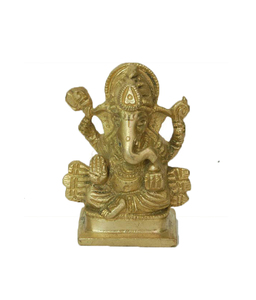Pooja estatua ídolo Ganesh Murti decoración del hogar latón Señor Ganesha Ganpati Metal religioso para Puja exterior Interior Showpiece. Oro - Product Image 1