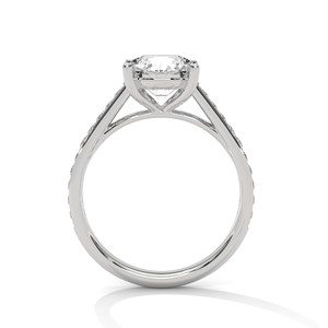 2.0ct Round Brilliant Cut Moissanite <b>Solitaire</b> <b>Ring</b> with Pave Set Band 925 Sterling <b>Silver</b> - Product Image 2