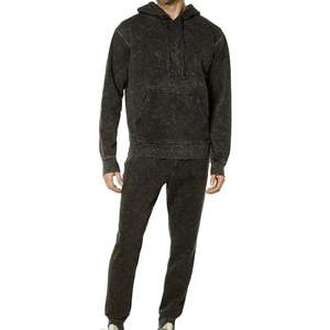 New Arrival Customized Design Acid Wash Fleece Tracksuit Set 100% Cotton Men Streetwear Sweatpants and <b>Hoodie</b> - Product Image 5