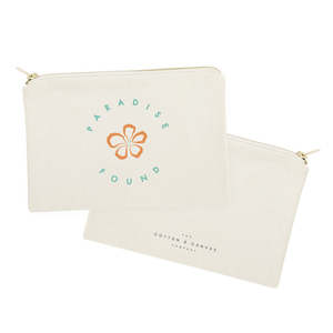 Paradise Found Eco-Friendly Cotton Canvas Cosmetic Bag Large Capacity Zipper <b>Case</b> Durable Portable Soft Zipper Closure Letter - Product Image 2