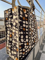 Sac fourre-tout matelassé en coton, grand format, vintage, tendance, bohème, pour l'automne, l'hiver, l'été, pour le shopping, les voyages, l'usage quotidien, avec deux poignées et fermeture éclair