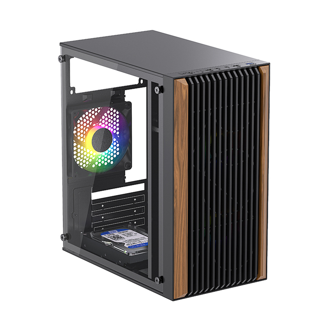 Wooden Case PC Window Micro ATX Full Mid Tower Mesh Panel Tempered Glass Custom Logo Black Style Gaming Case PC Computer OEM
