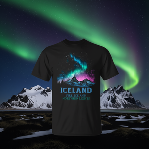 T-shirt Aurores Boréales d'Islande, design Feu et Glace - Product Image 3