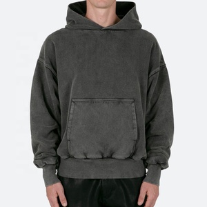 Streetwear Boxy de haute qualité de marque OEM Sweat à capuche en éponge française délavée à l'acide Sweat à capuche pour hommes sans ficelle avec logo personnalisé - Product Image 1