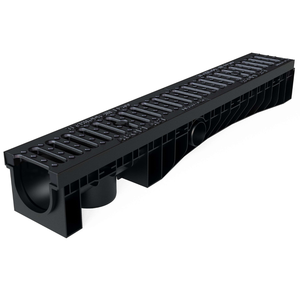 Caniveau de drainage moderne en HDPE EVO 100 avec grille en fonte ductile à fentes de 18 mm C250 pour la construction extérieure et l'aménagement immobilier - Product Image 1