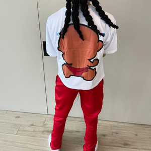 Survêtement 100% coton deux pièces à rayures avec logo court personnalisé surdimensionné pour hommes respirant à manches courtes survêtement hiver - Product Image 6