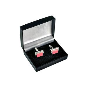 Pink Silver Rectangular <b>Cufflinks</b> with Gift <b>Box</b> - Product Image 1