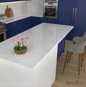 แผ่นควอตซ์ New Veneto Calacatta หนา 2 ซม. 3 ซม. ขอบขัดเงา สำหรับเคาน์เตอร์ครัว ใช้ในงานก่อสร้างเชิงพาณิชย์จำนวนมาก - Product Image 4