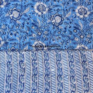 ผ้าฝ้ายแคมบริคพิมพ์ลายบล็อก 60x60 ซม. ผ้าลายพิมพ์แบบดั้งเดิมจากเมืองจัยปุระ - Product Image 3