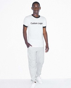 Sonnerie T-shirts Slim Fit Hommes Coton Lourd À Base D'eau Imprimé Sonnerie T-shirts 50/50 Crewneck Ringer T-shirt - Product Image 6