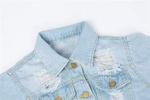 Conjunto de Chaqueta sin Mangas de Mezclilla de Algodón para Mujer, Estilo Casual, para Primavera/Verano, Color Sólido, con Bolsillos - Product Image 4