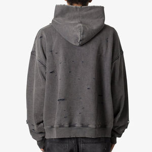 Vintage surdimensionné hommes sweats à capuche Streetwear acide lavage soleil délavé en détresse déchiré Styles hiver brodé OEM vêtements - Product Image 5