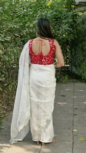 Designer indien exclusif Meilleure vente Dernière qualité de qualité supérieure Saree blanc Sari la plus tendance Fantaisie haute sur demande La plupart des exportations - Product Image 4