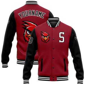 Bombardier personnalisé Cardinal noir-blanc à motifs 3D Veste Varsity Letterman à boutons-pression coupe-vent Veste Varsity pour homme - Product Image 1