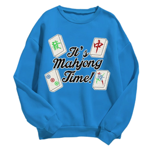 2025 Mahjong jeu long décontracté cou sweats pour femmes jeunes 100% coton Patchwork avant Logo printemps automne paillettes conception - Product Image 4