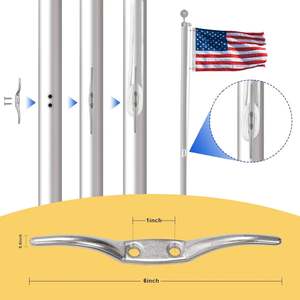 ชุดเชือกเสาธง Topflags 50 ฟุต พร้อมคลิปล็อคโลหะแบบหมุนได้ 4 ตัว ขนาด 1.6"-2" อุปกรณ์เสริมสำหรับเปลี่ยนหัวจับเสาธงสำหรับธงโพลีเอสเตอร์ - Product Image 3